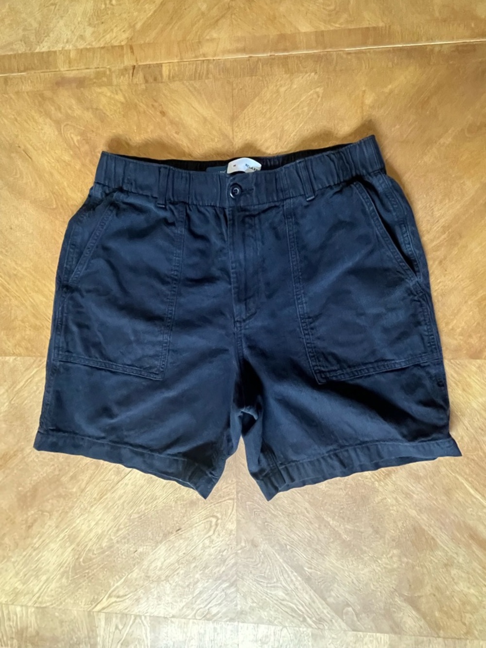 Old Navy Relaxed Men’s Medium Navy Blue Textured Shorts Elastic Waist Casual